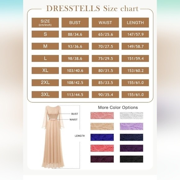 DressTells Champion Flowy Chiffon Maxi Dress with Lace Bodice Size Large NWOT - Picture 10 of 10